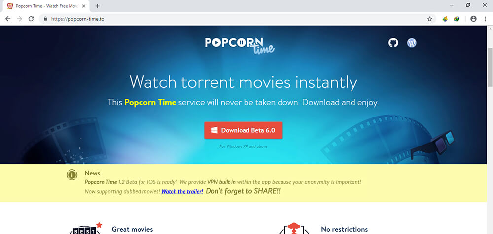 does popcorn for mac have a vpn built in